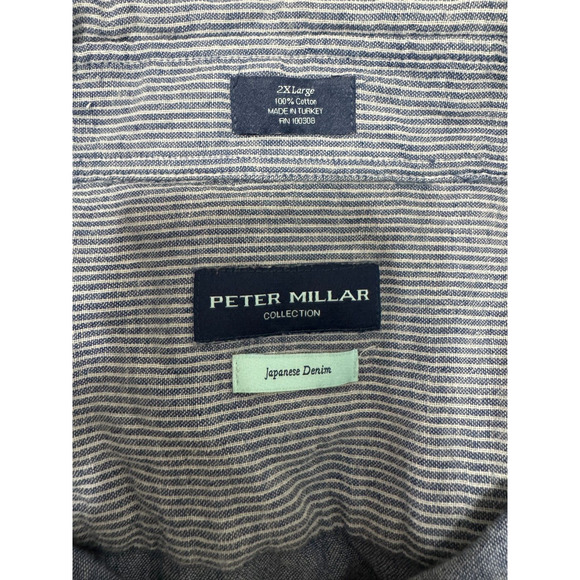 Peter Millar Shirt Japanese Cotton Denim Norm Core Preppy, 2XL - Picture 5 of 8